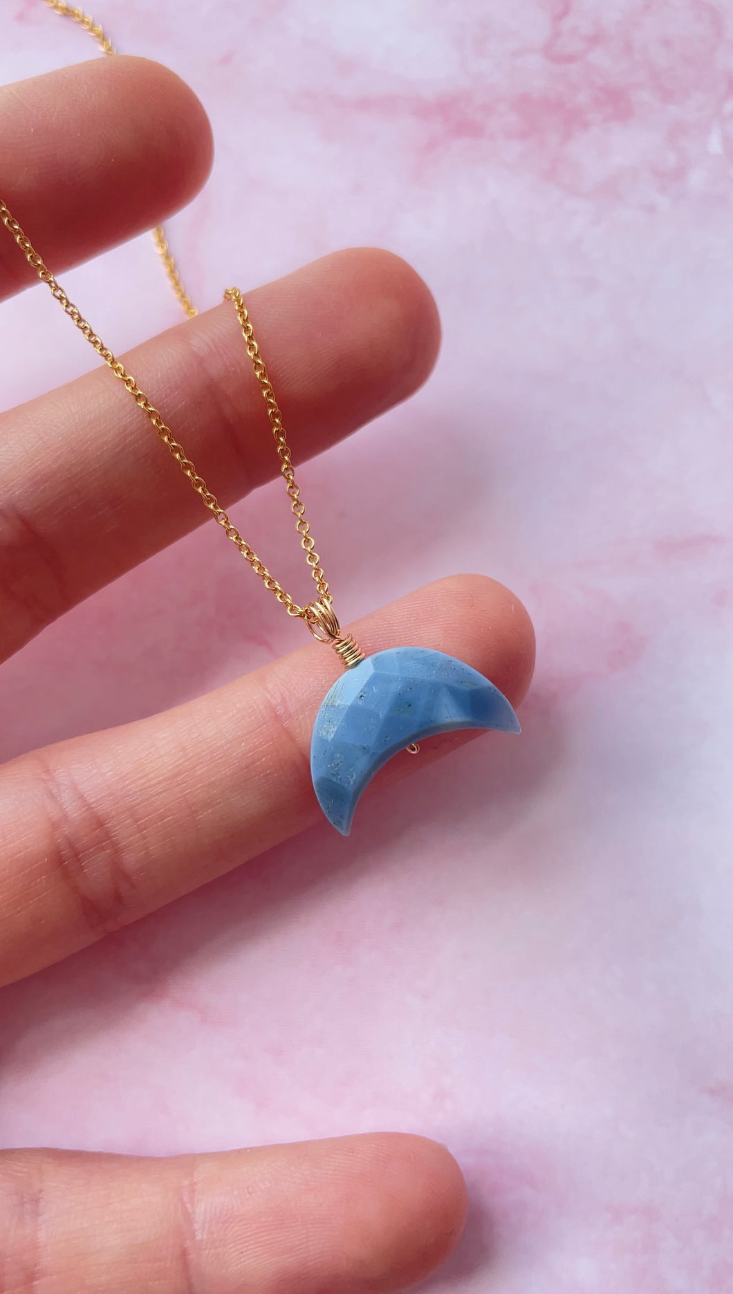 Blue Opal Mini Moon (Gold filled)